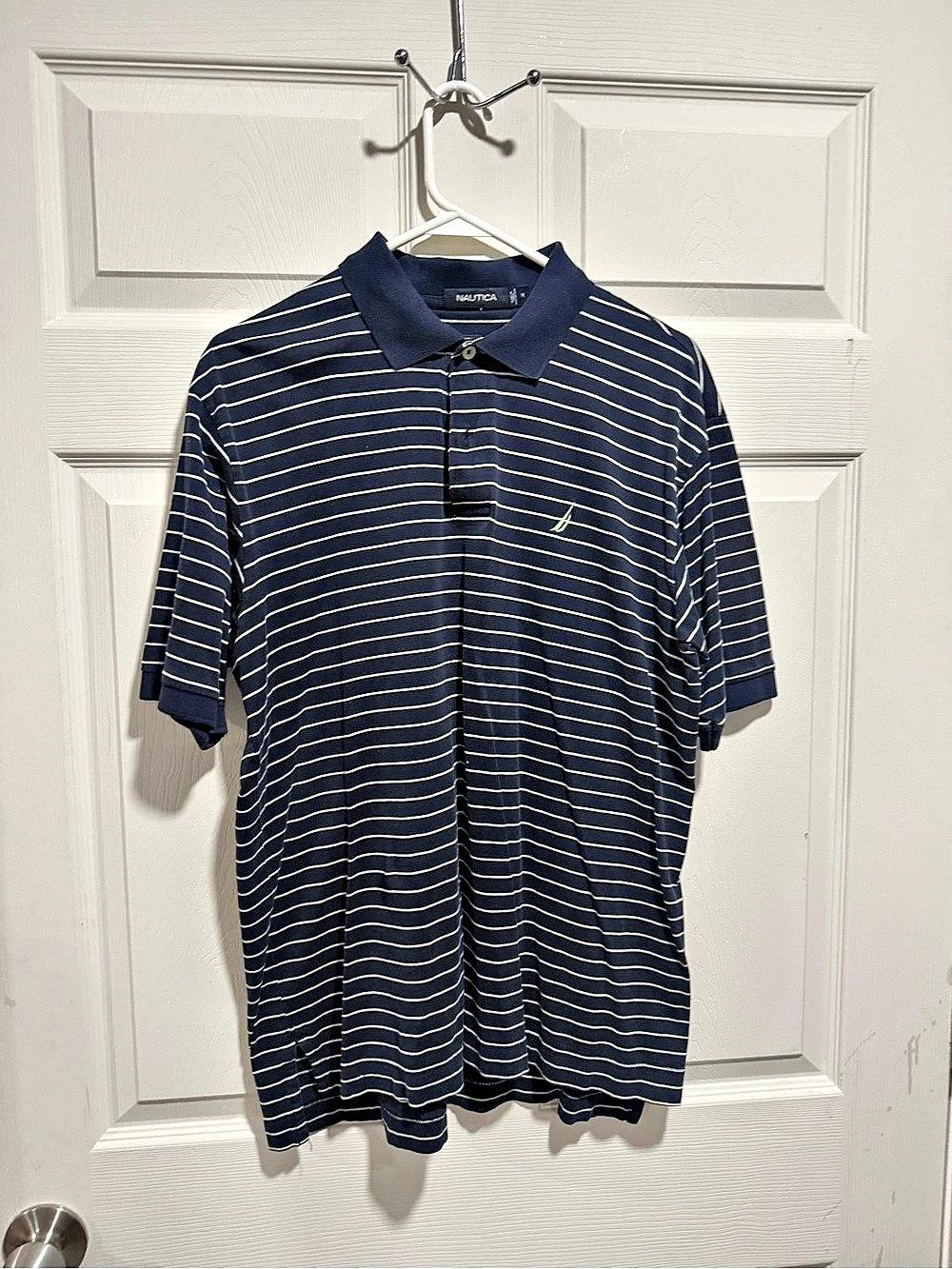 Nautica Men's Striped Polo Blue & White Medium